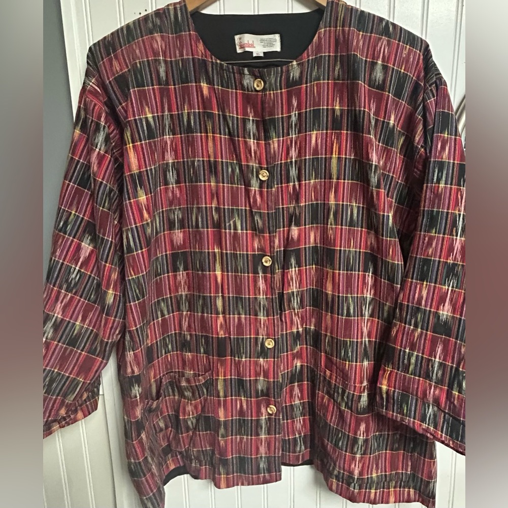 Vintage Sombol Guatemala Women’s XL Embroidered Cotton Hand Woven Tourist Jacket